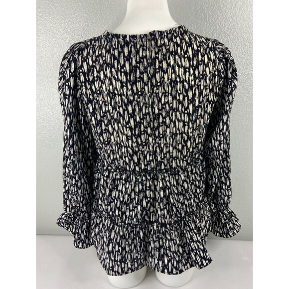 New In Collection Women Large Tiered Ruffle Top Black White Abstract NWT - Picture 6 of 10